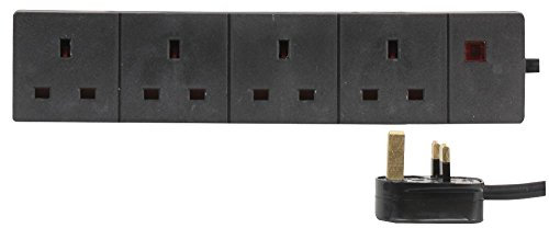 PRO ELEC PELB1747 4 Gang Extension Lead with Neon 3m, Black