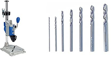 Support perceuse à colonne DREMEL - Dremel 220, Workstation & 628 Lot de 7 Forets de Perçage pour Percer dans le Bois et les Métaux non ferreux de 0,8 à 3,2mm