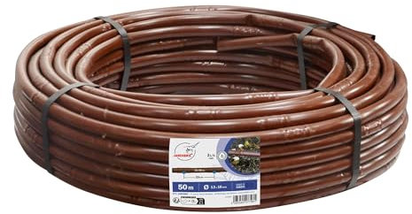 Jardibric - Tuyau Goutteurs Intégrés Ø13x16 mm - Longueur 50m - Pré-Perçé Tous les 33 cm Noir - Arrosage Goutte-à-Goutte Économique - Installation Facile - Débit 3L/h - Idéal Jardins, Serres et Pots