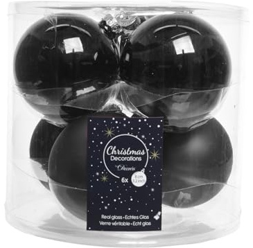 Glaskugeln schwarz Glanz matt 8cm Weihnachtskugeln Baumschmuck Weihnachtsdeko Kugeln Deko