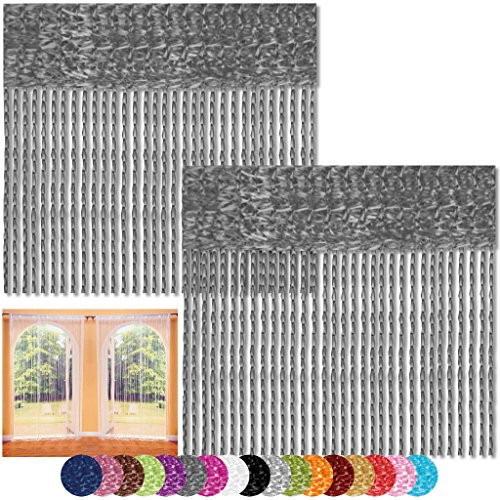 Bestlivings Fadenvorhang 2er Pack Gardine Raumteiler, Auswahl: 90x240 anthrazit - Silbergrau