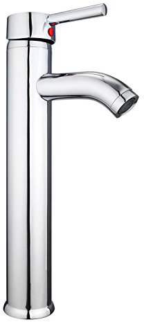 Hapilife Basin Taps Tall Single Lever Chrome Bathroom Sink Basin Mixer Tap High Rise Countertop Tap, Mono Stainless Steel Round Sink Faucet with Hot and Cold Hoses