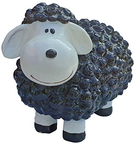 Fachhandel Plus Lustige Tierdeko Schaf bunt versch. Farben auswählbar Garten Deko Tierfigur (Schwarz)