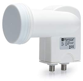 RED OPTICUM Robust Twin LNB I Hitze- & kältebeständiger Digital-LNB 2-fach mit nur 0.1dB Rauschmaß und ausziehbarem Wetterschutz I Full HD - 3D - UHD - 4K Ready I Twin LNB für 2 Teilnehmer weiß