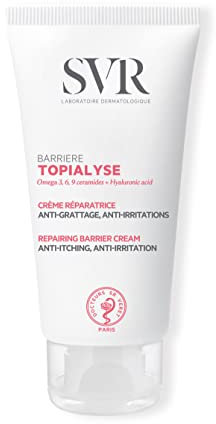 SVR – Topialyse Barrière – Gamme Topialyse – Crème réparatrice protectrice – Pour peaux très sèches, atopiques, zones irritées – Oméga 3‑6‑9, peptides régulateurs, acide hyaluronique – 50 ml