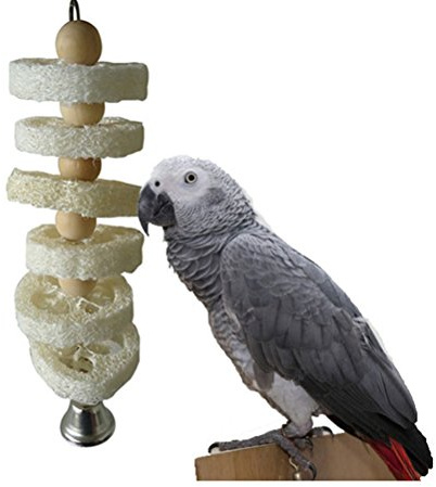 Natürliche Luffa Kauen Spielzeug für Haustier Papagei Ara African Greys Wellensittiche Sittiche Nymphensittiche Sittiche Unzertrennliche Käfig Spielzeug zum Aufhängen Bite Spielzeug