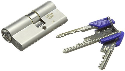 WINKHAUS hochwertiger, profesioneller Einbaudoppel-Profil-Zylinder key Tec RPE, 30/35 mm, Messing vernickelt matt mit je 3 Schlüssel, 1 Stück, RPE51BWECR N 30/35