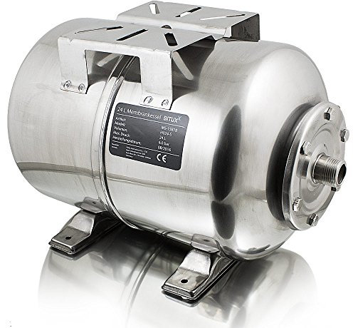 BITUXX® Edelstahl Membrankessel 24L Druckkessel Hauswasserwerk Kessel inkl Membran 1 Zoll Anschluss max. Druck 6 Bar