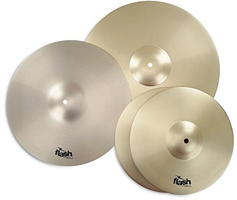 Flash Impact Series 368 Schlagzeug Becken Set (Drum Cymbals, 13 HiHats, 16 Crash-Ride, 18 Crash-Ride, voller, durchsetzungsfähiger Sound) | Aufeinander abgestimmter Beckensatz, Idealer Beckensatz für den Einsteiger und preisbewussten Schlagzeuger, 13 HiHat