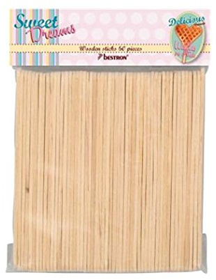 Bestron Waffelstiele, Waffelstäbchen für Herzwaffeln am Stiel, auch als Eisstiele verwendbar, 60 Stück, Länge: 14cm, Farbe: Natur, Holzstiele