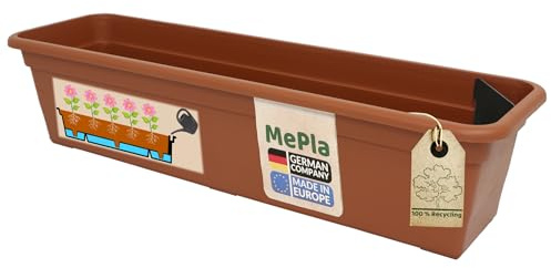 MePla Balkonkasten Balcony mit Wasserspeicher 100 cm Terracotta, wetterfestes Pflanzkasten aus UV-beständigem Kunststoff