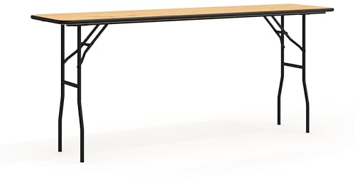 Flash Furniture Gael 6' Wood Folding Training and Event Table, Rectangular Folding Training Table with Smooth Clear Coated Finished Top, Natural