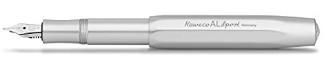 Kaweco AL SPORT Füllhalter Silver I Premium Aluminium Füllfederhalter für Tintenpatronen mit hochwertiger Stahlfeder I Füllfederhalter 13 cm I Füller in Silber I Federbreite: B (Breit)