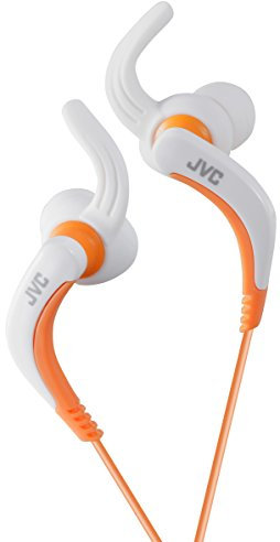 JVC Auricolari in Ear Sport con Gancio Mobile e Struttura Regolabile, Impermeabili/Lavabili (IPX5/IPX7), con Cavo 1.2 M, Auricolari S/M/L e Fermaglio Inclusi, Bianco