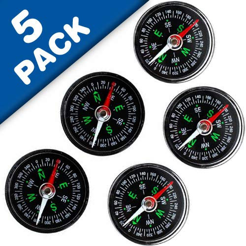 5 x Kompass Taschenkompas Schulkompass für Kinder - Durchmesser: 40mm - Outdoor Navigation Tools - Ideal für Wandern, Camping Aktivitäten und Experimente in der Schule