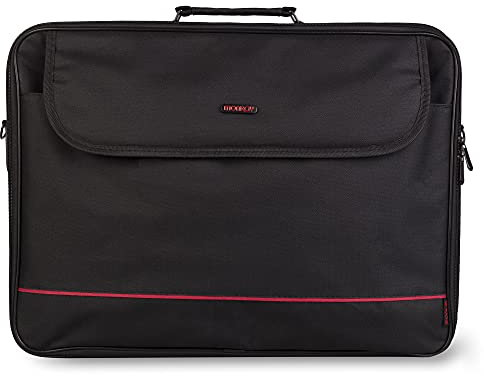 MONRAY PASSENGER PLUS - Maletín de Nylon Negro para Portátil de hasta 18 con Compartimento Acolchado, Estilo Elegante y Organización Eficiente, Espacio adicional para accesorios, correa ajustable