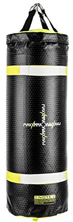 Klarfit Maxxmma A Saco de Boxeo Power Bag Uppercut (3', Relleno de Agua/Aire, Capacidad de 35 a 55 litros, Incluye Manguera de Agua y Bomba de Aire) - Negro Amarillo