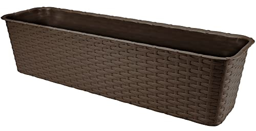 VERDENIA Blumentopf Leichter Blumenkübel Balkonblumentopf Dekorativer Topf für Pflanzen für Außenbereich Pflanztopf aus Kunststoff Balkon Garten Viele Farben 60cm 7003 Braun