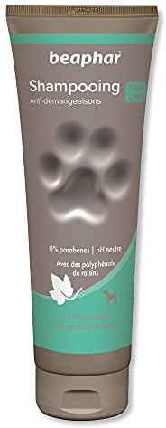 BEAPHAR – Shampoing Anti-démangeaisons pour chien – Extraits naturels de Calendula, de Menthe et du polyphénol de raisin – Apaise les démangeaisons et irritations – pH neutre et sans parben – 250ml