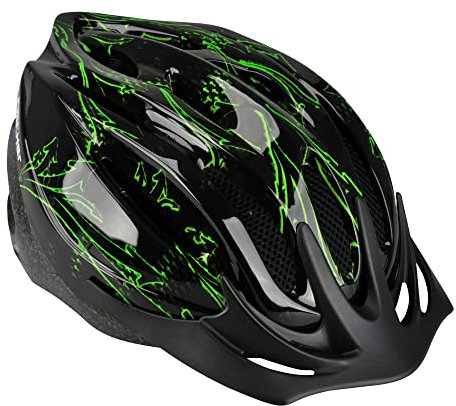 FISCHER Erwachsene Fahrradhelm, Radhelm, Cityhelm Arrow, S/M, 54-59cm, schwarz grün, mit beleuchtetem Innenring-System