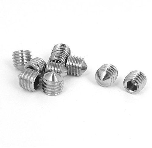 sourcing map 10 Stück M10x10mm 304 Edelstahl Kegelspitze Innensechskantschraube Kegel de