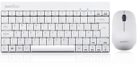 Perixx PERIDUO-712W UK, Wireless Mini Keyboard and Mouse Combo - 2.4 G - White - UK Layout