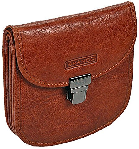 Damenbörse Leder Geldbeutel Damen Portemonnaie Geldbörse (Cognac)