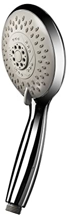 Croydex Contour Large Shower Head with 4 Spray Patterns | 125mm Shower Handset Face | Saturating, Massage, Bubbling Sprays | Rub Clean Nozzles | Optional Water Saving Feature