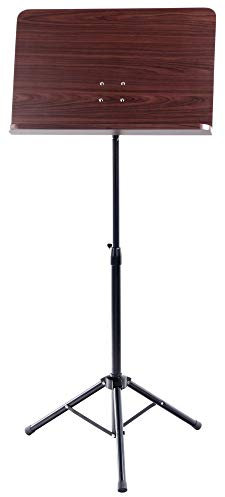 Classic Cantabile Orchesterpult Rosenholz - Robustes Stativ mit großer Notenablage - Edle Optik in Rosenholz laminiert - Höhenverstellbar von 65 bis 110 cm - Prismenverbindung