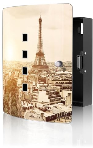banjado Design Schlüsselkasten aus Edelstahl für 10 Schlüssel - Schlüsselschrank zur Schlüssel Aufbewahrung 24 x 21,5 x 7cm groß mit praktischem Magnetverschluss - Motiv Dächer Von Paris