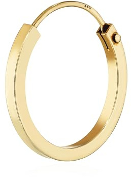 NKlaus Creole Gold 585 Gelbgold flach, Ohrring 16mm für Damen, 1 Stück | Durchmesser: 16mm; Stärke: 1,5mm