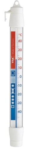 TFA Dostmann Kühlthermometer analog, 14.4003.02.01.40, gemäß EN13485, hohe Genauigkeit, für Kühltruhen, Gefrierschränke, Temperatur messen, weiß