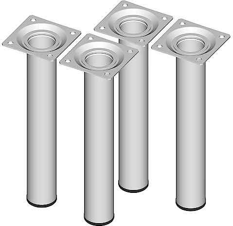 Element System Möbelfuß rund – Stahlrohrfuß, ideal als Tischbein für die Gestaltung individueller Möbelstücke – Ø 30 mm, Länge 200 mm, Weiß