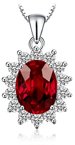 Jewelrypalace 2.5ct Gemstones Birthstone Natural Garnet 925 Sterling Silver Halo Pendant Necklace For Women 18 Inches Princess Diana William Kate Middleton