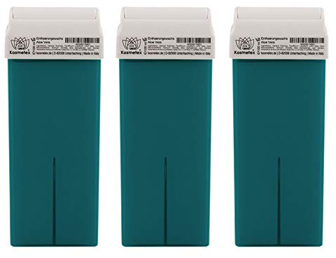 Kosmetex Aloe Vera Warm-Wachspatrone, Enthaarungswachs, Warmwachs, Körperpflege Haarentfernung, 3 Stück