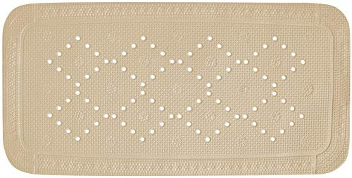 Spirella - Badewannenteppich PVC Modell Alaska - Rutschfester Badeteppich mit Saugnäpfen + Anti-Schimmel Abflusslöcher - Beige Bahamas - 91 x 36 cm - Badaccessoires