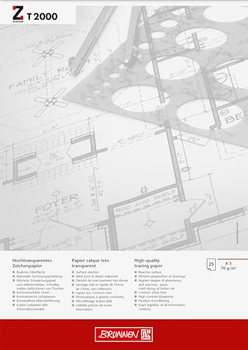 Brunnen 1047360 - Papel de calco (translúcido, A3, 297 x 420 mm, 70 g/m2, 25 hojas)