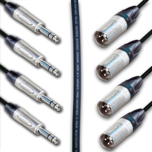 Van Damme 4 way Balanced TRS Jack to Male XLR Loom (4m)