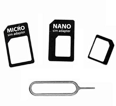 C63® – 4-i-1 SIM-kortsats. Nano SIM-kortadapter omvandlare + micro och standard SIM-kort för iPhone 6 5 5S 4 4S 3G 3GS iPad 1,2,3 surfplatta smartphones + iPhone bricka öppna verktyg