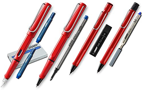 Lamy Safari Set [F?ller + Kugelschreiber + Tintenroller + Bleistift] (inkl. Ersatzminen + Patronen, Rot - Red)