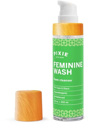Pixie Menstrual Cup Cleaner Wash + Foaming Dispenser + More Wash in Bottle Than Any Other Brand + All Organic and Natural Ingredients + Healthy and Safest Way to Sterilize Your Period Cup