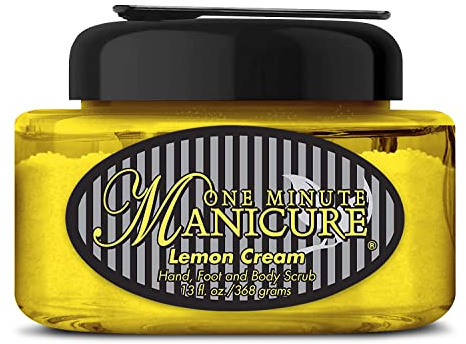 One Minute Manicure � Moisturizing Salt Scrub � 13 oz � Professionally Formulated To Exfoliate, Recondition & Moisturize Skin � Enhanced With Botanical Oils & Natural Sea Salts (Lemon Cream)