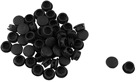 sourcing map 50 Stück Verriegelung Art Lochstopfen Möbel Schwarze Kappe | Schrauben Abdeckungen, 8mm Durchmesser, Kunststoff