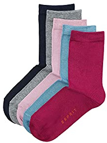 ESPRIT Solid Mix Multipack K So coton unies 5 paires, Chaussettes Mixte Enfant, Multicolore Grey Blue Pink Mix 0010, 35-38