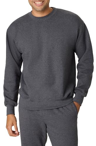 Hanes Men's Crew Neck Ultimate Cotton Heavyweight, Charcoal Heather, X-Large, Long Sleeve