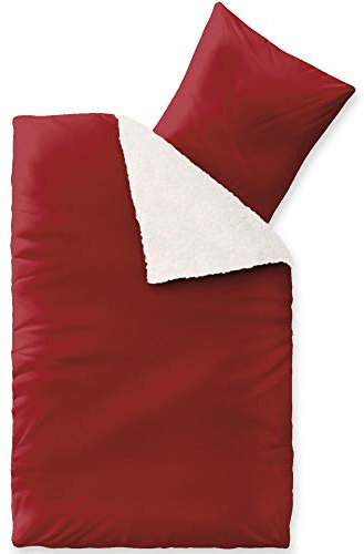 CelinaTex Fantasia Bettwäsche 135 x 200 cm 2teilig Nicki Bettbezug Sherpa Lammfell-Optik Bezug Sandy rot