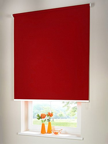 Hochwertiges Verdunkelungsrollo Mittelzugrollo Springrollo Rollo Verdunkelung 52 x 100 cm / 52x100 cm weinrot // Verdunkelungsrollo/Verdunkelungs-Rollo/Fensterrollo