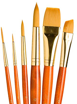 Alvin 9153 Golden Taklon Brushes - Set of 6