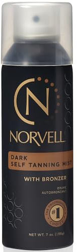 Norvell Professional Sunless Self Tanner Mist 7 fl oz – Airbrush Spray Self Tanning Solution with Bronzer for Instant Sun Kissed Glow, Natural Looking Fake Tan, Streak Free, Long Lasting Color