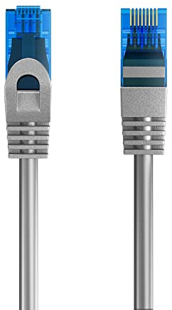 Câble Patch Ethernet Cat.5e U/UTP Transmission jusqu'à 1Gigabit, 2 connecteurs RJ45, câble PVC, CCA, AWG 26/7. Idéal pour la Transmission par Fibre Optique avec des Liaisons Gigabit/LAN, 10m, Gris